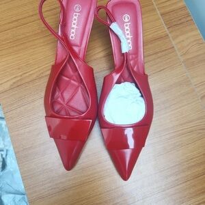 Boohoo Vibrant Red Pointed Heels